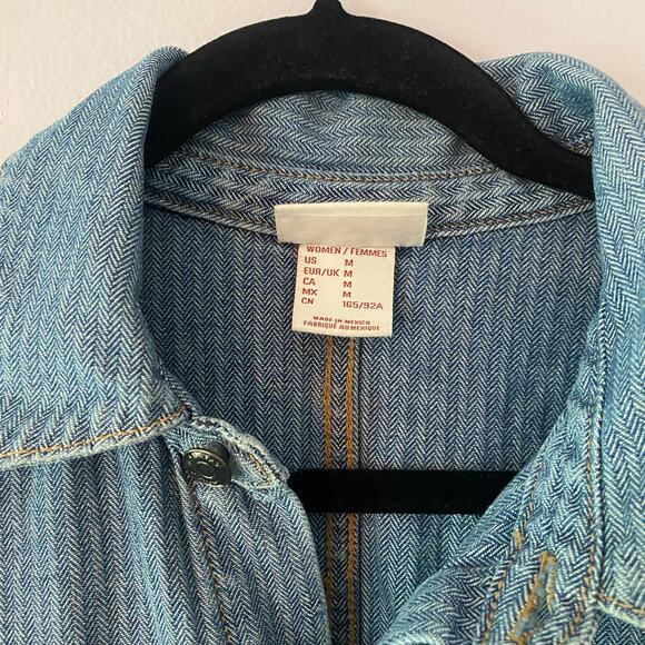 Ariat Blue Jean Long Sleeve Coveralls Button Down Jumpsuit Herringbone Medium - Picture 3 of 12